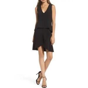 NEW Bardot Tulip Hem Sleeveless V-Neck Black Ruffle Dress Women's Size 8/M